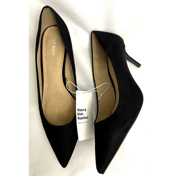 Old Navy Women Black Suede Hills Size 9 - Picture 1 of 10
